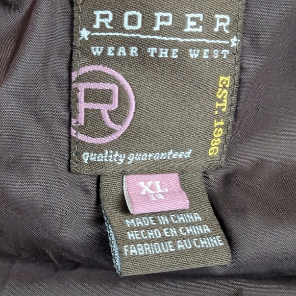 Roper Puffer Vest Size XL 14 Youth Orange Brown Lining - Picture 4 of 16